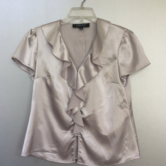 silver satin blouse